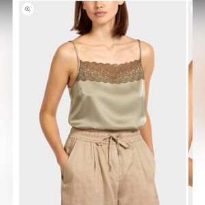 Marc Cain Lace Trimmed Satin Slip Tank‎ Blouse